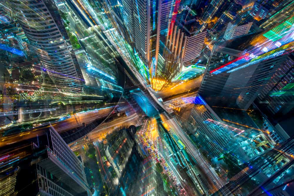 Ville vue d'en haut des buildings