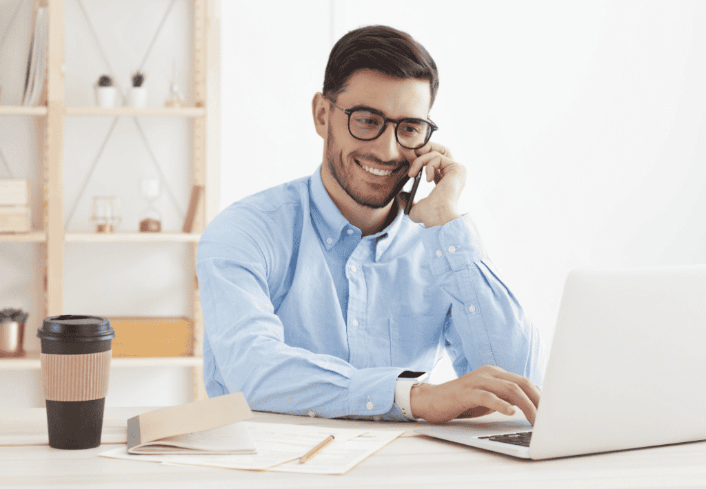 Smiling man on the phone
